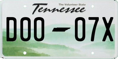 TN license plate D0007X