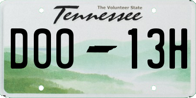 TN license plate D0013H