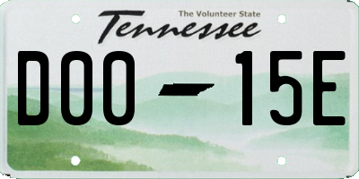 TN license plate D0015E
