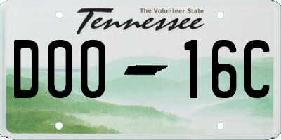 TN license plate D0016C