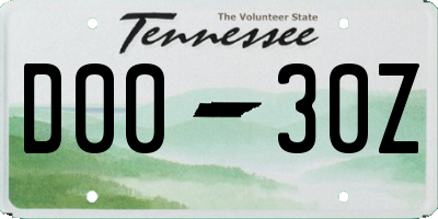 TN license plate D0030Z
