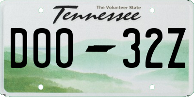 TN license plate D0032Z