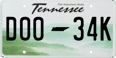 TN license plate D0034K
