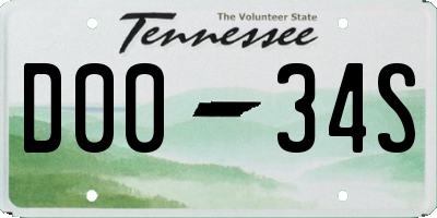 TN license plate D0034S