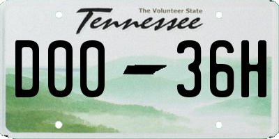 TN license plate D0036H