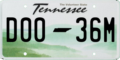 TN license plate D0036M