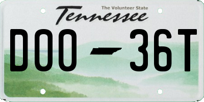 TN license plate D0036T