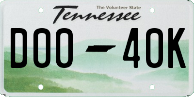 TN license plate D0040K