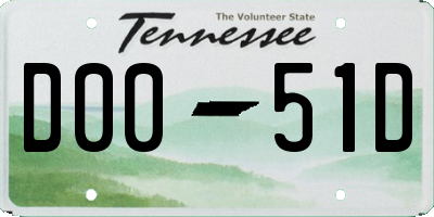 TN license plate D0051D