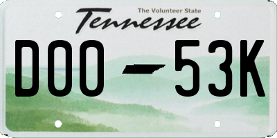 TN license plate D0053K
