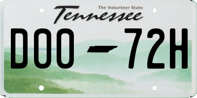 TN license plate D0072H