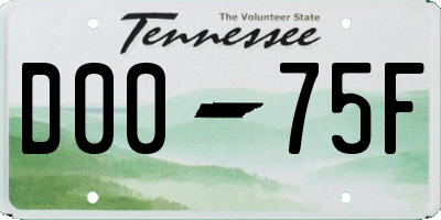 TN license plate D0075F