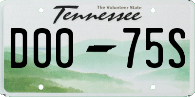 TN license plate D0075S