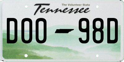 TN license plate D0098D