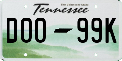 TN license plate D0099K