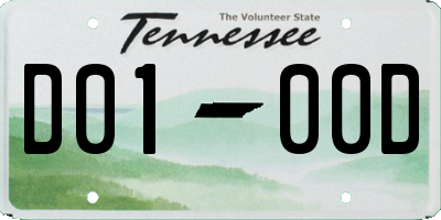 TN license plate D0100D