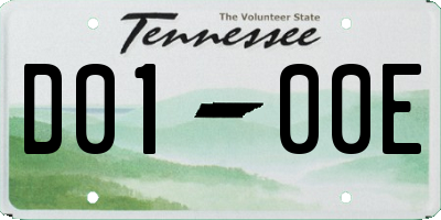 TN license plate D0100E