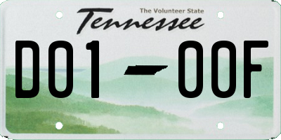 TN license plate D0100F
