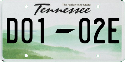 TN license plate D0102E