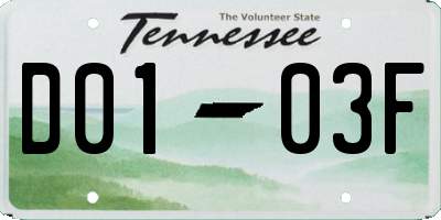 TN license plate D0103F