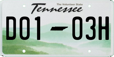 TN license plate D0103H