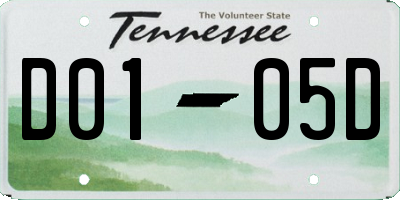 TN license plate D0105D