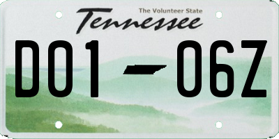 TN license plate D0106Z
