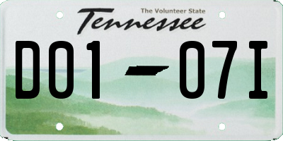 TN license plate D0107I