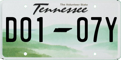 TN license plate D0107Y