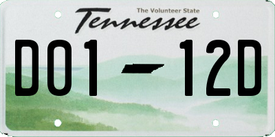 TN license plate D0112D