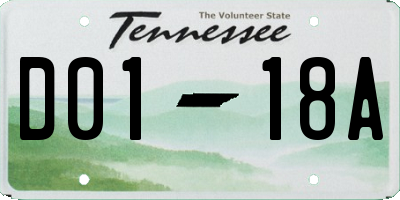 TN license plate D0118A