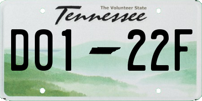 TN license plate D0122F