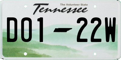TN license plate D0122W