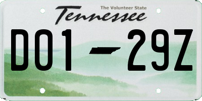 TN license plate D0129Z