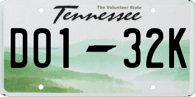 TN license plate D0132K