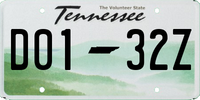TN license plate D0132Z