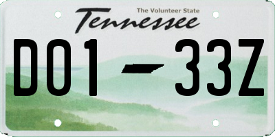 TN license plate D0133Z