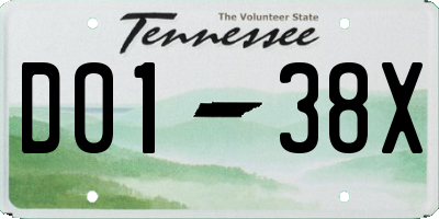 TN license plate D0138X
