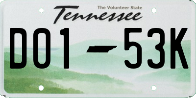 TN license plate D0153K