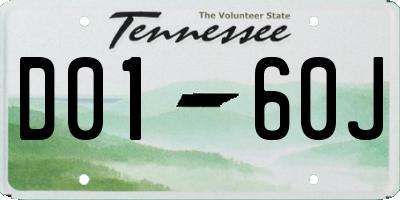 TN license plate D0160J