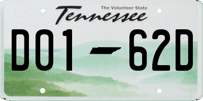 TN license plate D0162D