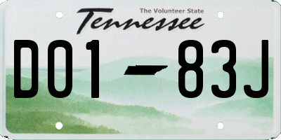 TN license plate D0183J