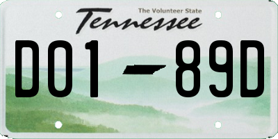 TN license plate D0189D