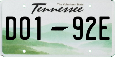 TN license plate D0192E