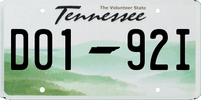 TN license plate D0192I