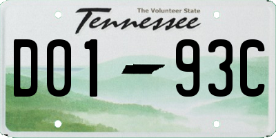 TN license plate D0193C