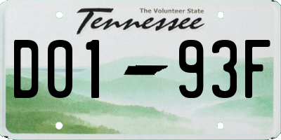 TN license plate D0193F