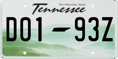 TN license plate D0193Z