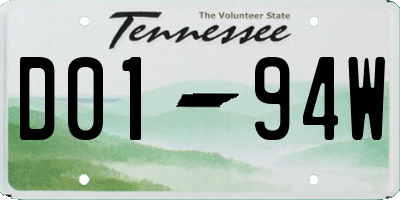 TN license plate D0194W