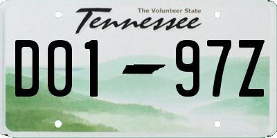 TN license plate D0197Z